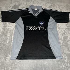 Vintage IXORE Black Grey White Peru Made #10 Futbol Soccer Jersey Large